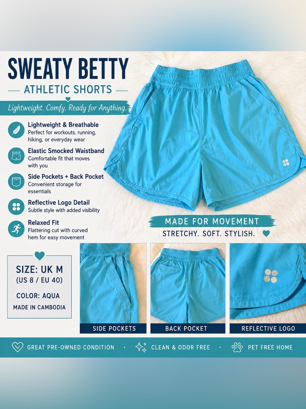 Sweaty Betty Aqua Men's Athletic Shorts